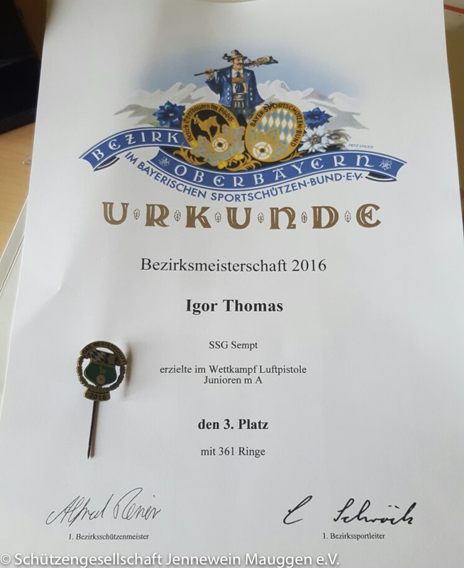 3. Platz für Igor Thomas LP Junioren m A